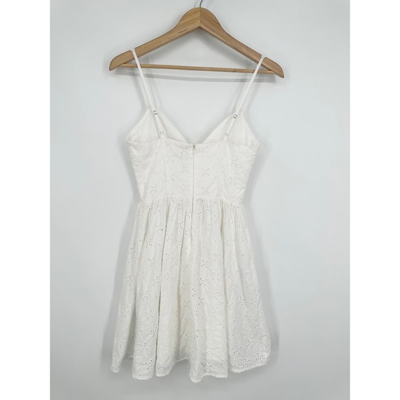 ZARA Mini Dress Openwork Embroidered Eyelet V-Neck Spaghetti Strap Cottagecore - Picture 10 of 13